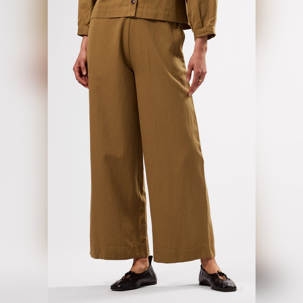 amour Vert Linen Wide-Leg Pants